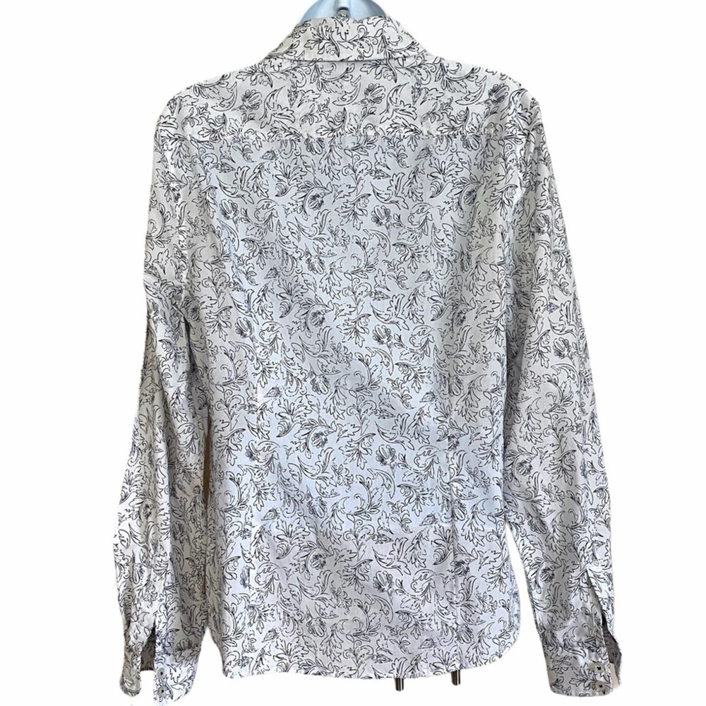 Fleur Bleue Floral Cotton Button-down Shirt Medium Casual - Picture 5 of 13